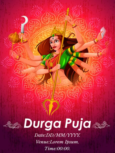 Happy Durga Puja Ινδία φεστιβάλ διακοπές φόντο — Διανυσματικό Αρχείο