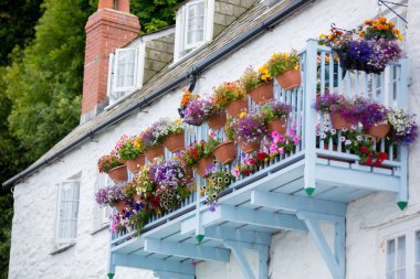 Clovelly, Devonshire, İngiltere'nin kalbinde güzel eski köy sokaklarında güzel görünümü