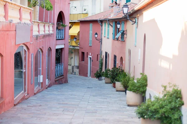 Rue Colorée Dans Ville Villefrance Côte Azur Dans Après Midi — Photo