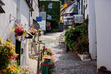Clovelly sokaklarında güzel görünümü, t güzel eski köy