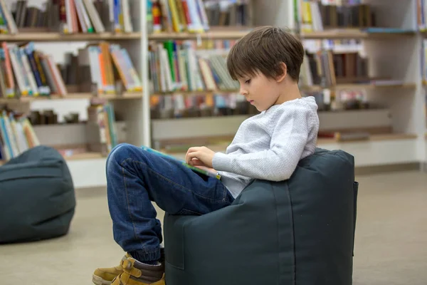 賢い子供たち, 少年兄弟, 図書館で自分自身を教育する — ストック写真