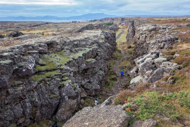 Thingvellir Ulusal Parkı Yarık Vadisi, İzlanda sonbahar manzarası