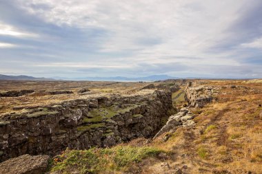 Thingvellir Ulusal Parkı Yarık Vadisi, İzlanda sonbahar manzarası