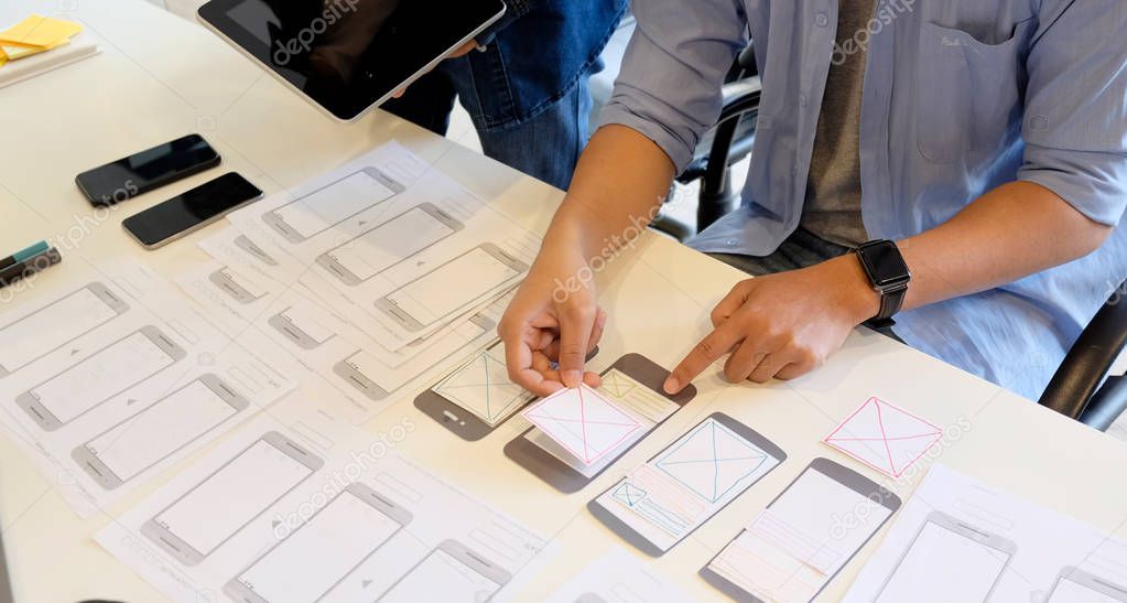 Graphic designer UI UX creative sketch planning application web 