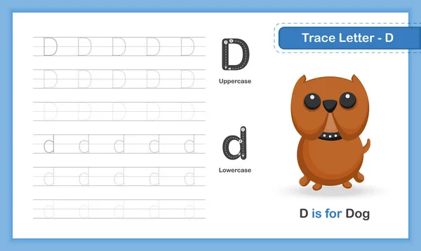 Trace Letter Hand Writing Practice Book Animal — 스톡 벡터