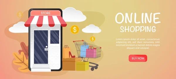 Online Winkelen Website Mobiele Applicatie Vector Illustratie — Stockvector
