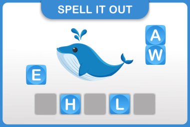 Anaokulu çocukları için heceleme ve kelime çalışması: Balina