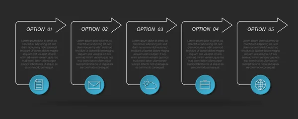 Infographie Zone Texte Moderne Processus Chronologie Avec Options Flèches Illustration — Image vectorielle