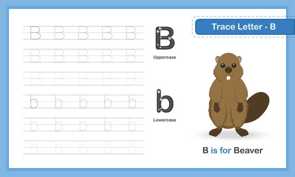 Trace Letter Animal Lowercase Letter Hand Writing Practice Book — 스톡 벡터