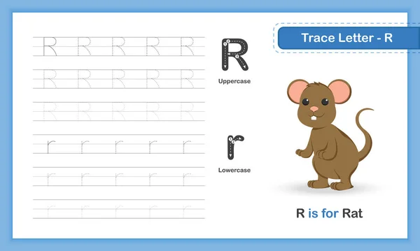 Trace Letter Animal Lowercase Letter Hand Writing Practice Book — 스톡 벡터