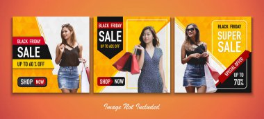 Kara Cuma vektör illüstrasyonu seti, Kara Cuma şablonu fotoğraf için, Kara Cuma fritözü  