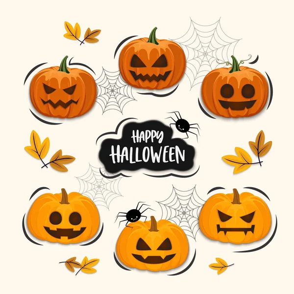 Kabak çizgi filmi seti, Cadılar Bayramı elemanları vektörü seti, arka planda izole