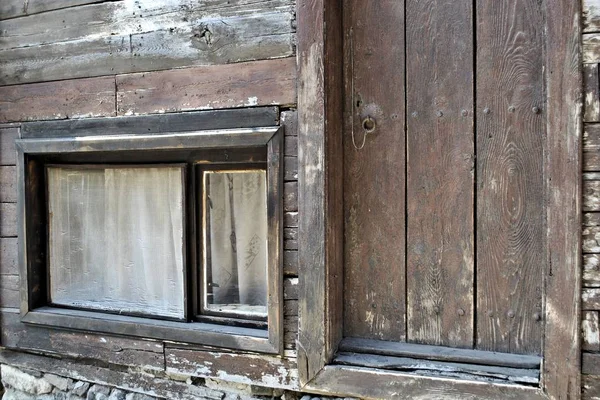 Παλιά Πόρτα Παράθυρο Vintage Ρουστίκ Στοιχεία Ξύλινη Αρχιτεκτονική — Φωτογραφία Αρχείου