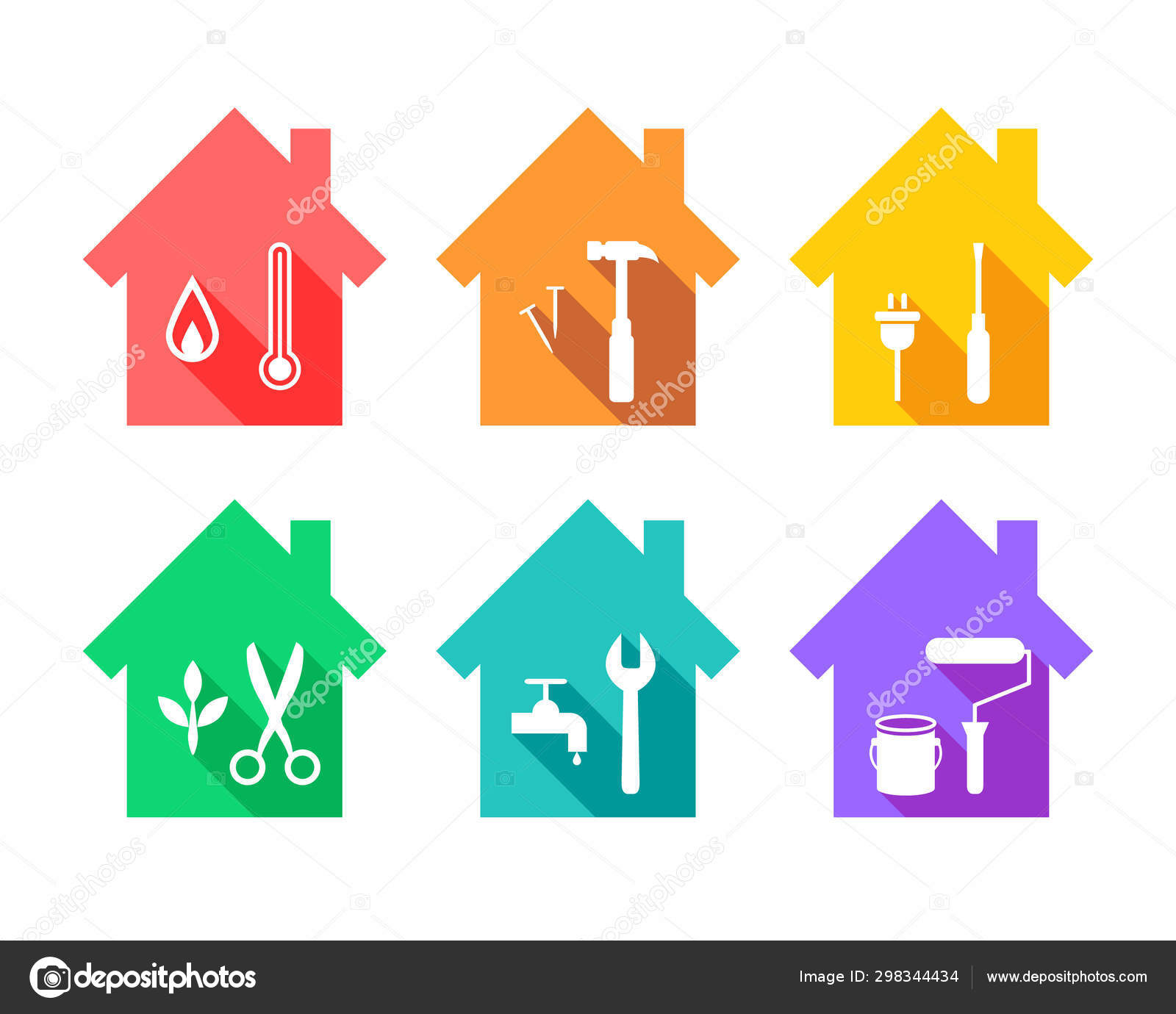 Casa Con Herramientas Trabajo Como Concepto Reparación Mantenimiento Iconos  Herramientas Vector de stock #298344434 de ©LvNL, image size:1600x1380