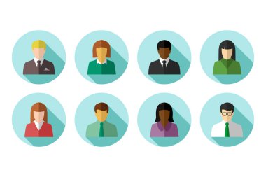 Çok ırklı iş adamları Düz avatar seti