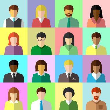 Farklı iş adamları Düz avatar seti 