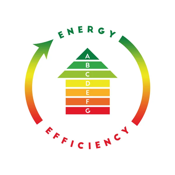 Concept Efficacité Énergétique Avec Maison Barres Classe Énergétique — Image vectorielle