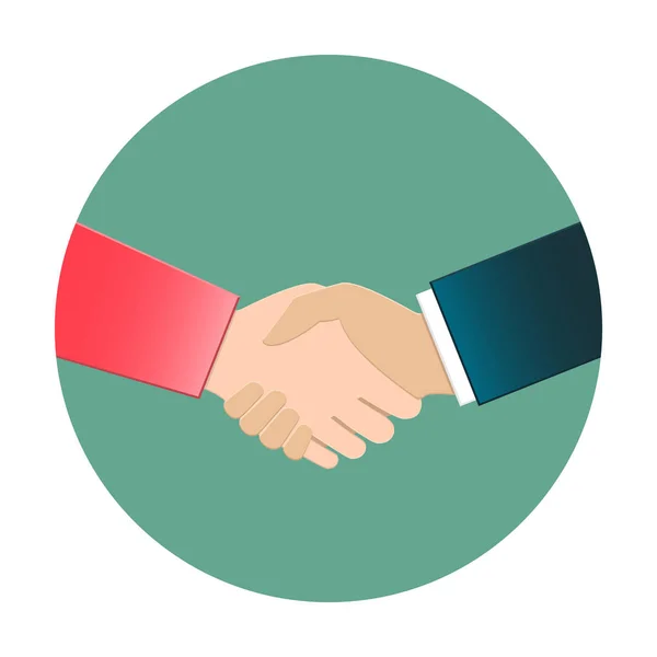 Businesswoman Businessman Shaking Hands Handshake Icon Flat Design — Stock Vector