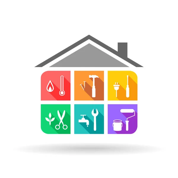 stock vector House maintenance service with different tools in colorful flat design