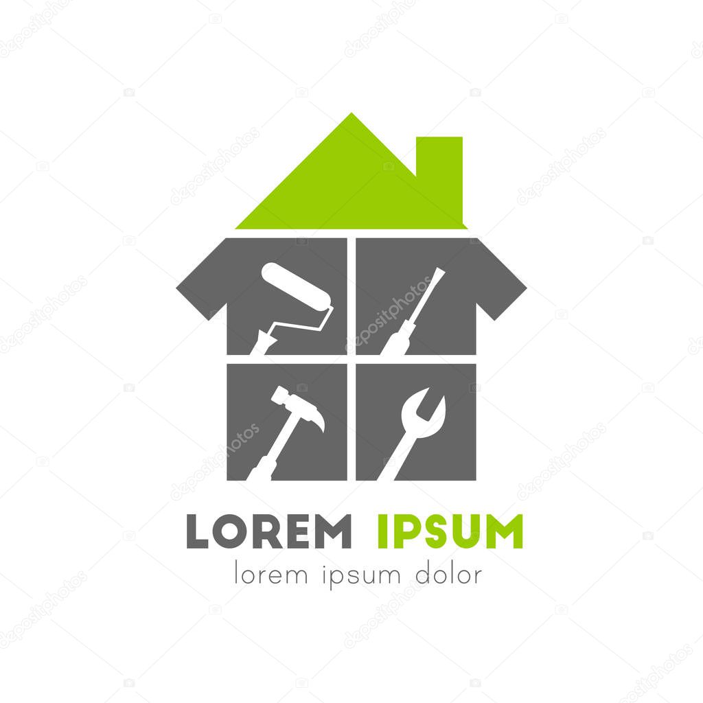 House logo with work tools