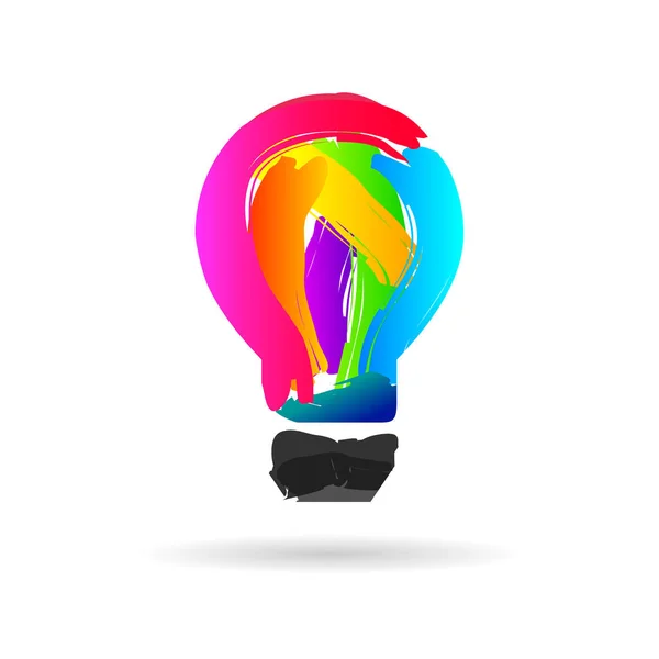 Lightbulb Made Colorful Paintbrush Stroke Creative Idea Symbol — Stock Vector