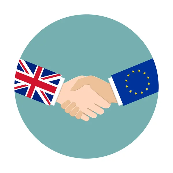 Concepto Relaciones Reino Unido Reino Unido Unión Europea Estrechando Mano — Archivo Imágenes Vectoriales