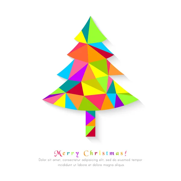 Bunter Low Poly Weihnachtsbaum Auf Weißem Hintergrund Modernes Polygon Und — Stockvektor