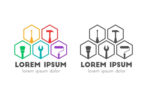 Çalışma araçlarıyla inşa, inşa ve yenileme logosu kavramı