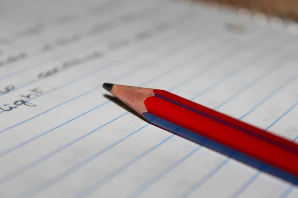 Vista del lápiz sobre un cuaderno con escritos —  Fotos de Stock