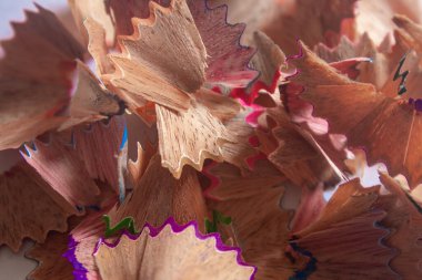 Bir yığın halinde dizilmiş kalem talaşlarının görünümü