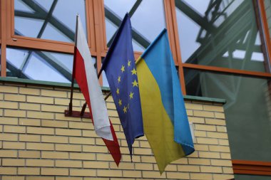 Ukrayna, Polonya ve Avrupa Birliği bayrakları