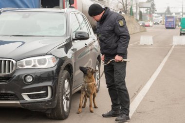 Shegini, Ukrayna - Kasım, 2018: Ukrayna sınır muhafızı