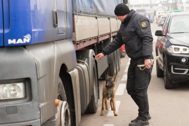 Shegini, Ukrayna - Kasım, 2018: Ukrayna sınır muhafızı