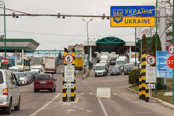 SHEGINI, UKRAINE - March, 2019: Border and customs control, insp