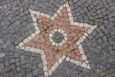 Altı köşeli yıldız pa ile kahverengi granit döşeme doku