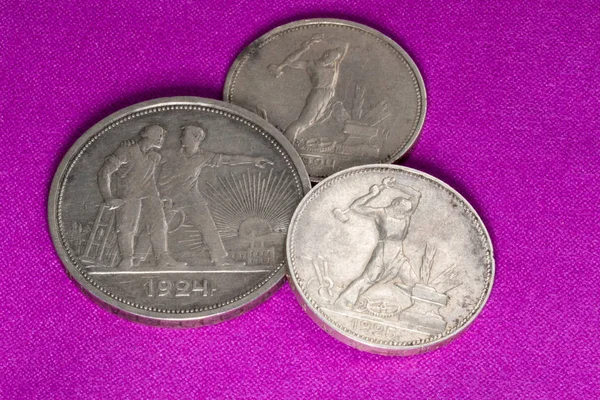 Silver coins of the Soviet Union — Stock Photo, Image