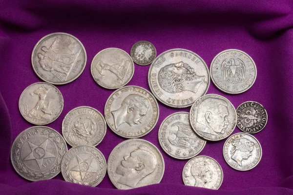 Twentieth-century silver coins — Stock Photo, Image