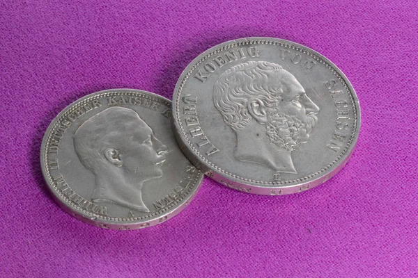 Zwei Silbermünzen 3 Mark und 5 Mark — Stockfoto
