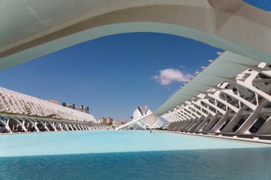 VALENCIA, İspanya - 13 Mayıs 2019: Valencia Sanat ve Bilim Anıtları Manzarası