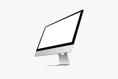 mockup ve reklam amaçlı yan görünüm izole beyaz arka plan için masaüstü bilgisayar