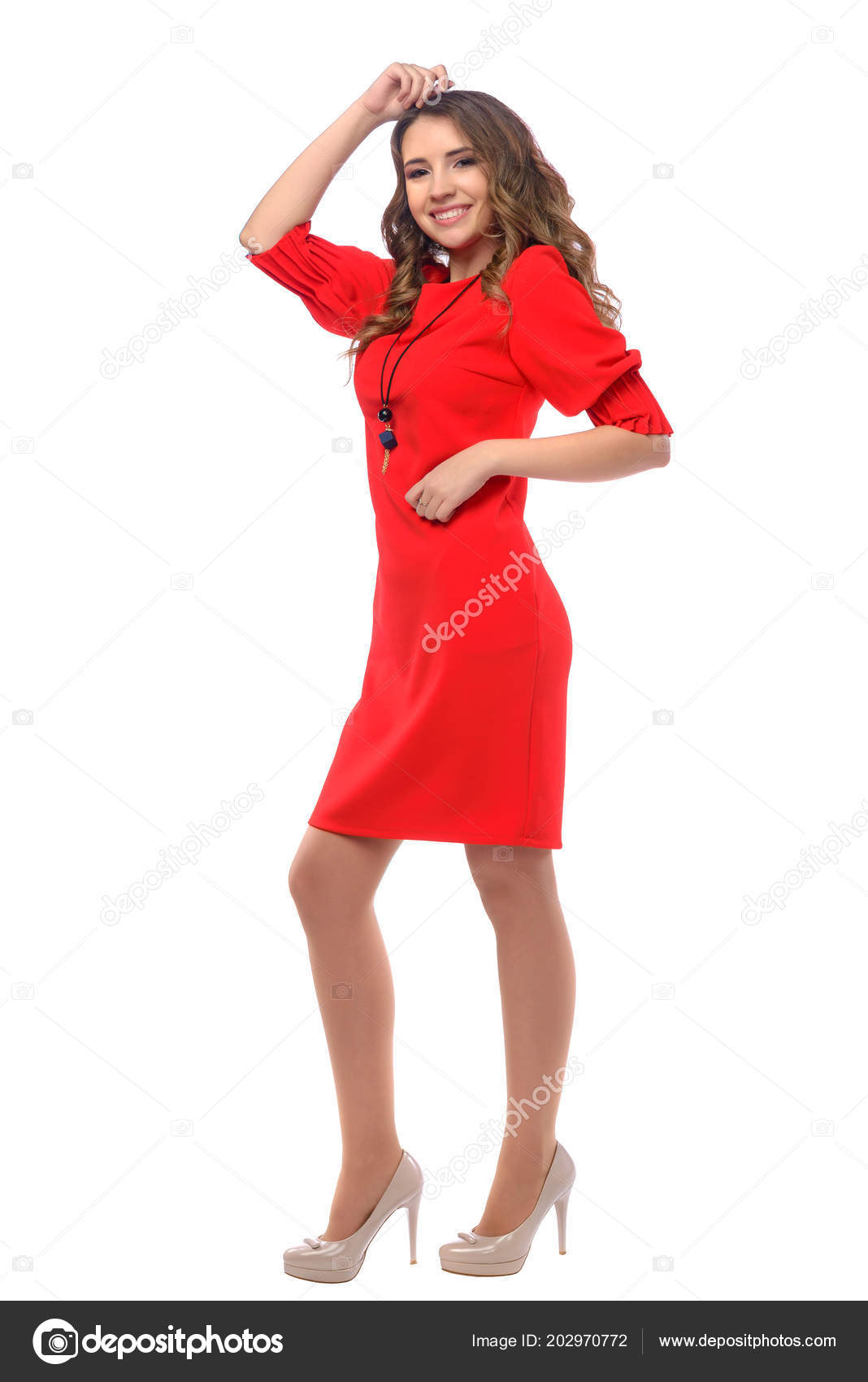 teenage girl red dress