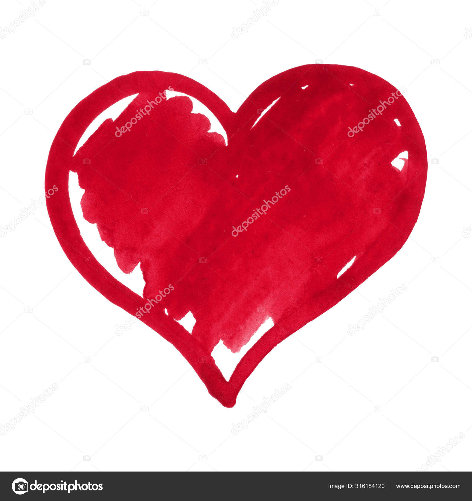 水彩画は赤いハートを描いた バレンタインカード 壁紙 招待状 ポスター ウェブサイトのデザインのための美しい要素 ストック写真 C Barbashova An Gmail Com