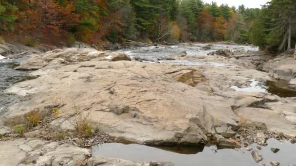 Powoli Ujawniają Ujęcie Epickiej Rzeki Jesienią — Wideo stockowe