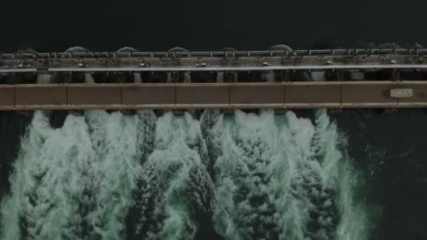 Vue Aérienne Droite Barrage Hydroélectrique Canada — Video