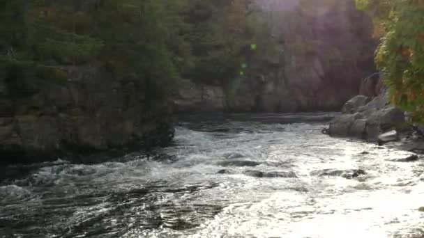 Prachtige Rivier Die Door Gigantische Rotswanden Stroomt Imposante Natuurlijke Muren — Stockvideo