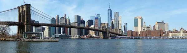 Most Brookliński Nad Rzeką East Nowym Jorku — Zdjęcie stockowe