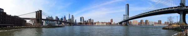 Manhattan Bridge Och Brooklyn Bridge Över East River New York — Stockfoto