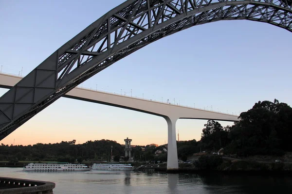 Puentes Sobre Río Duero Oporto Atardecer Portugal — Foto de Stock