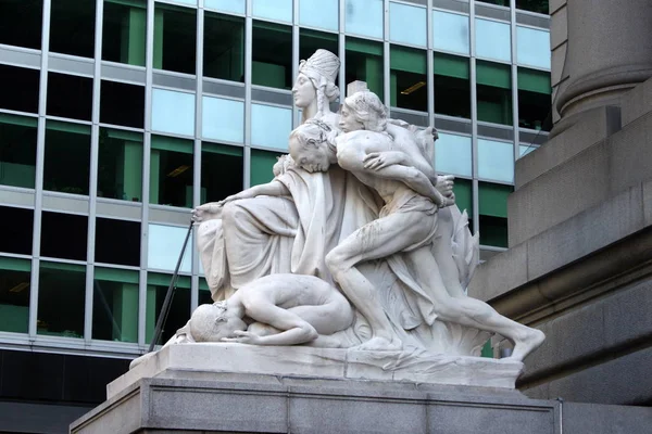 Esculturas Fachada Del Antiguo Edificio Aduanas Bowling Green Nueva York — Foto de Stock