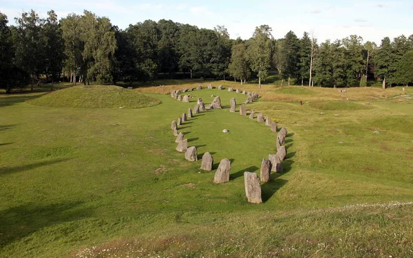 Кам Яний Корабель Мегалітичні Поховання Анмунд Швеції — стокове фото
